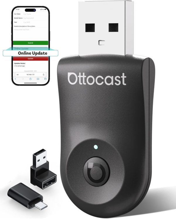 OTTOCAST Mini 2025 CarPlay inalámbrico y Android Auto 2 en 1