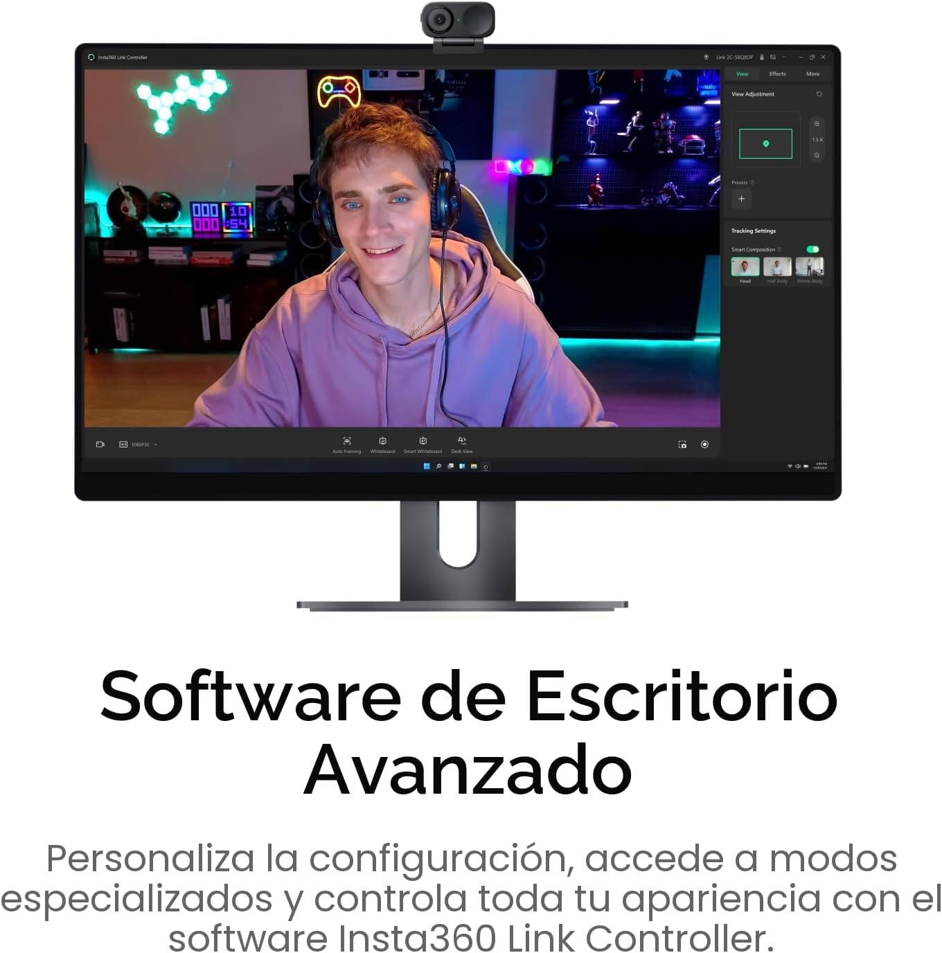 Insta360 Link 2 – Webcam 4K con IA, Cancelación de Ruido y Seguimiento Automático para Videollamadas - Imagen 3