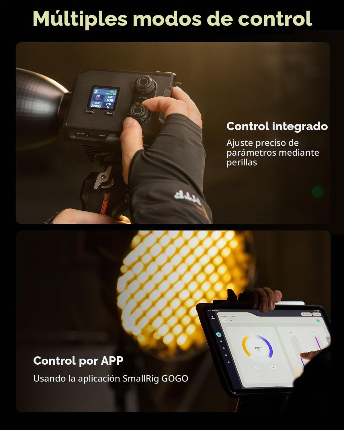 SmallRig RC 100B COB LED 100W Bicolor 2700K-6500K con Mango y Control por App - Imagen 8