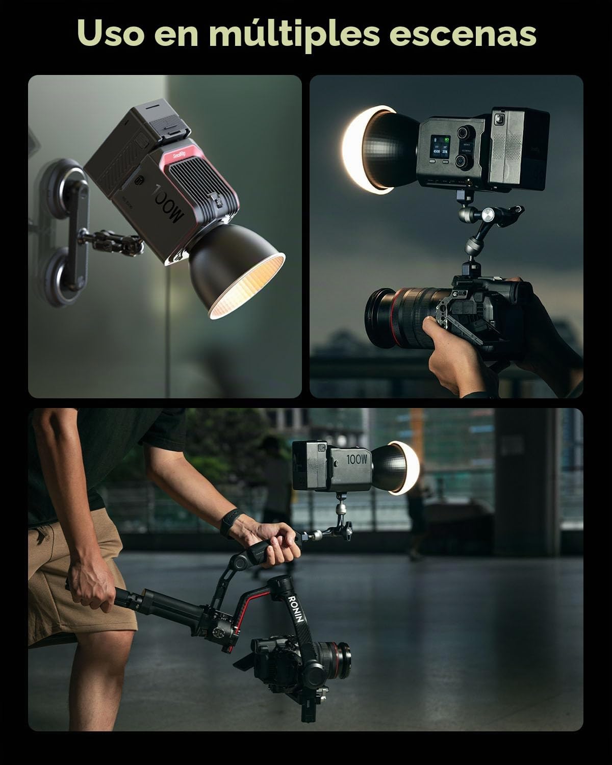 SmallRig RC 100B COB LED 100W Bicolor 2700K-6500K con Mango y Control por App - Imagen 4