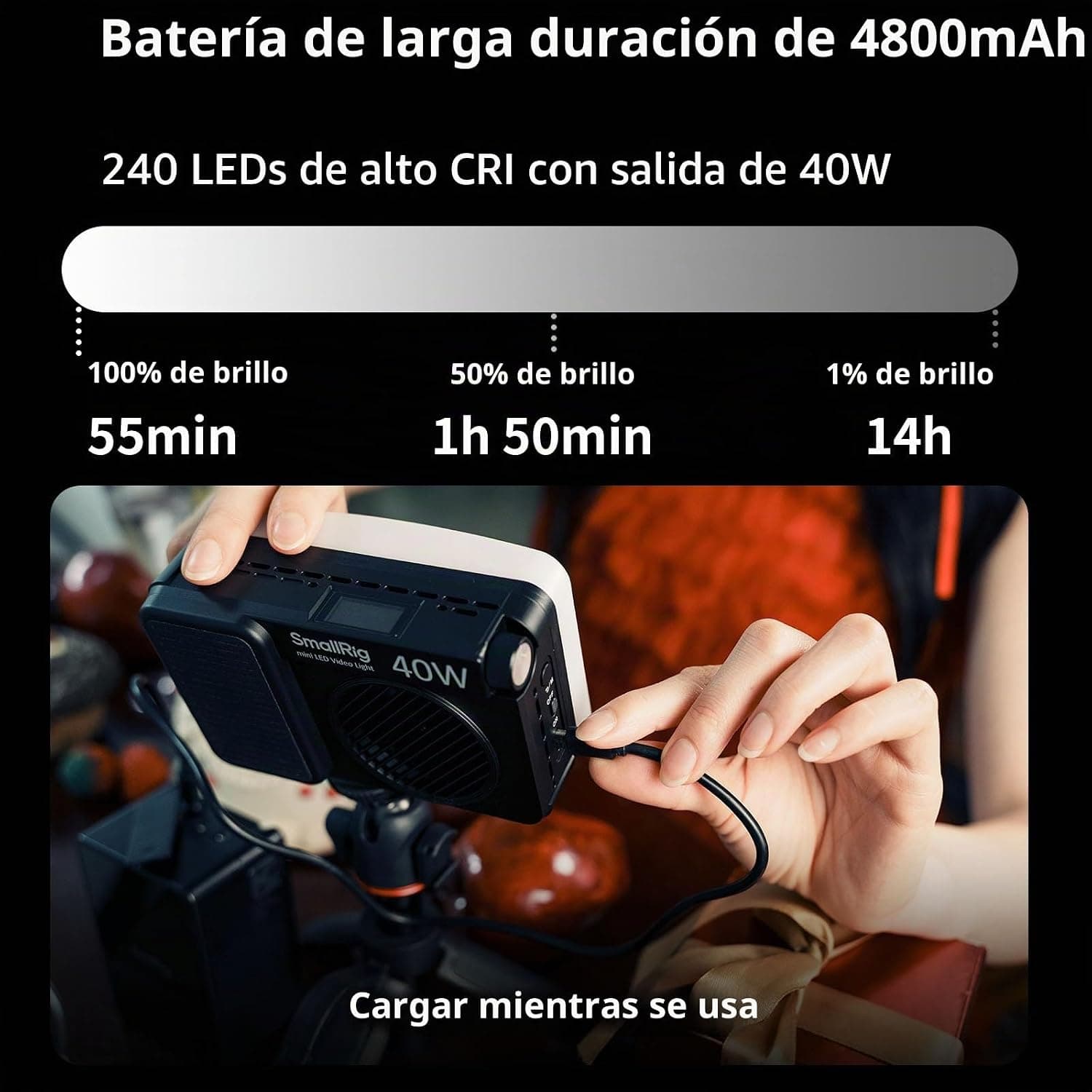 Luz LED RGB RM40C Portátil para Cámara, Video, Fotografía y Streaming - Imagen 9