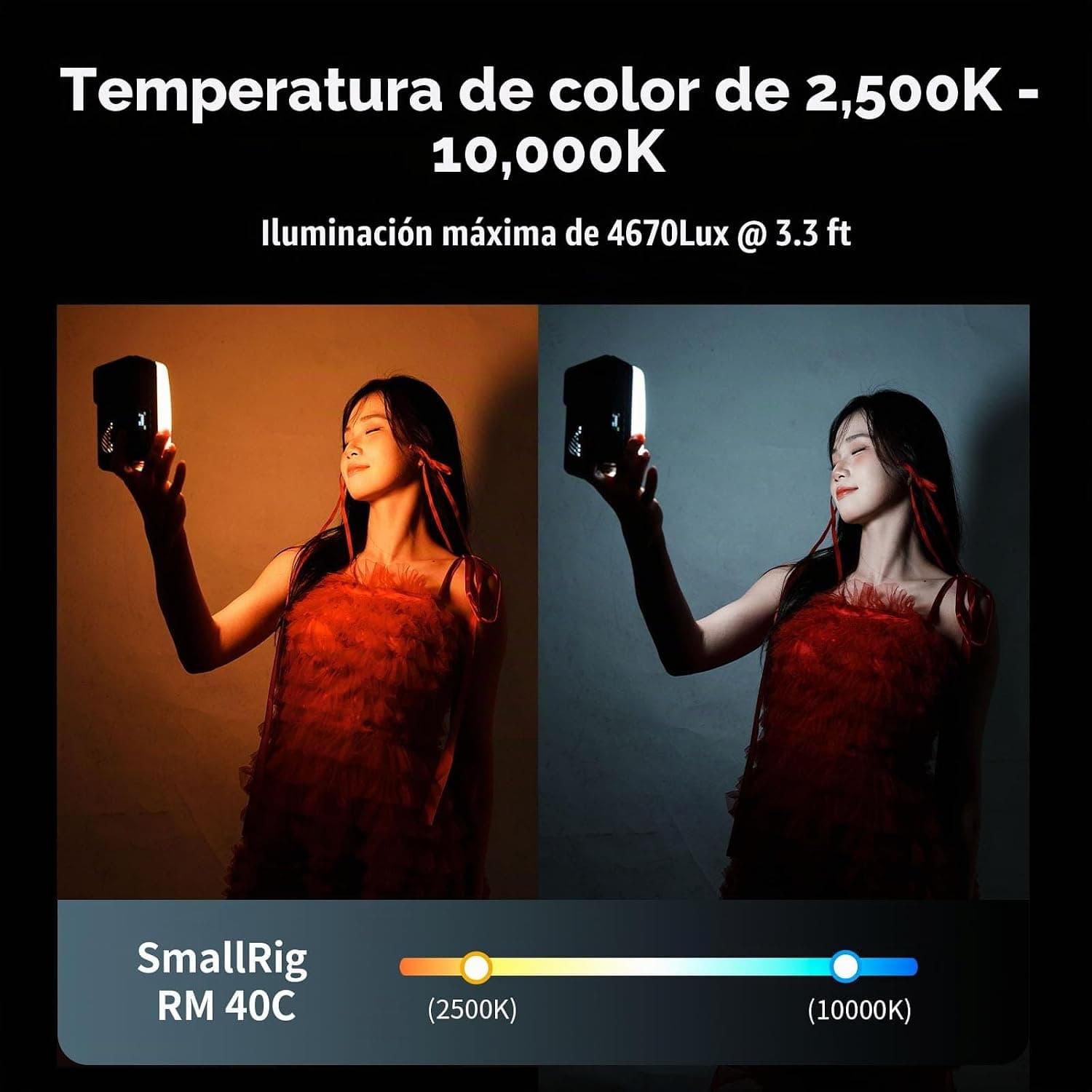 Luz LED RGB RM40C Portátil para Cámara, Video, Fotografía y Streaming - Imagen 8
