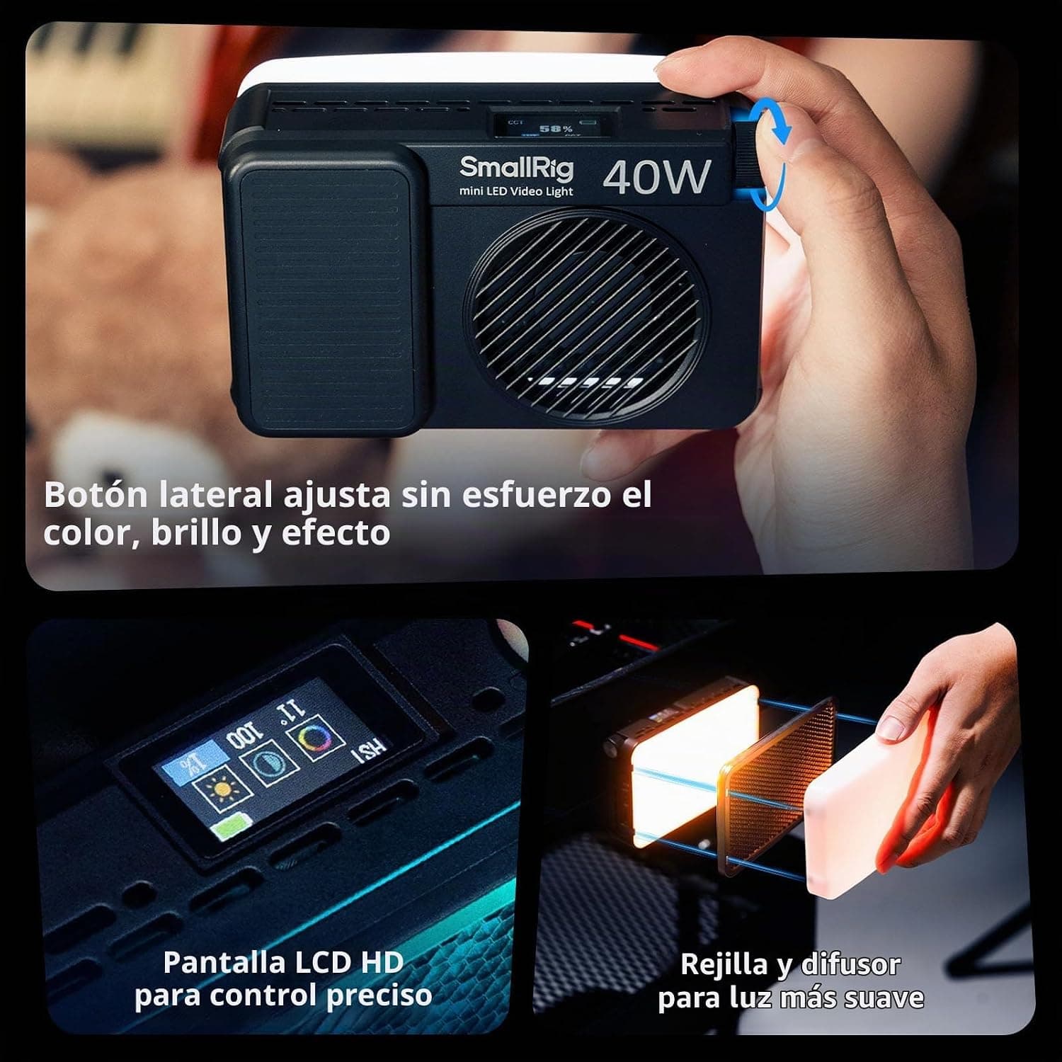 Luz LED RGB RM40C Portátil para Cámara, Video, Fotografía y Streaming - Imagen 5