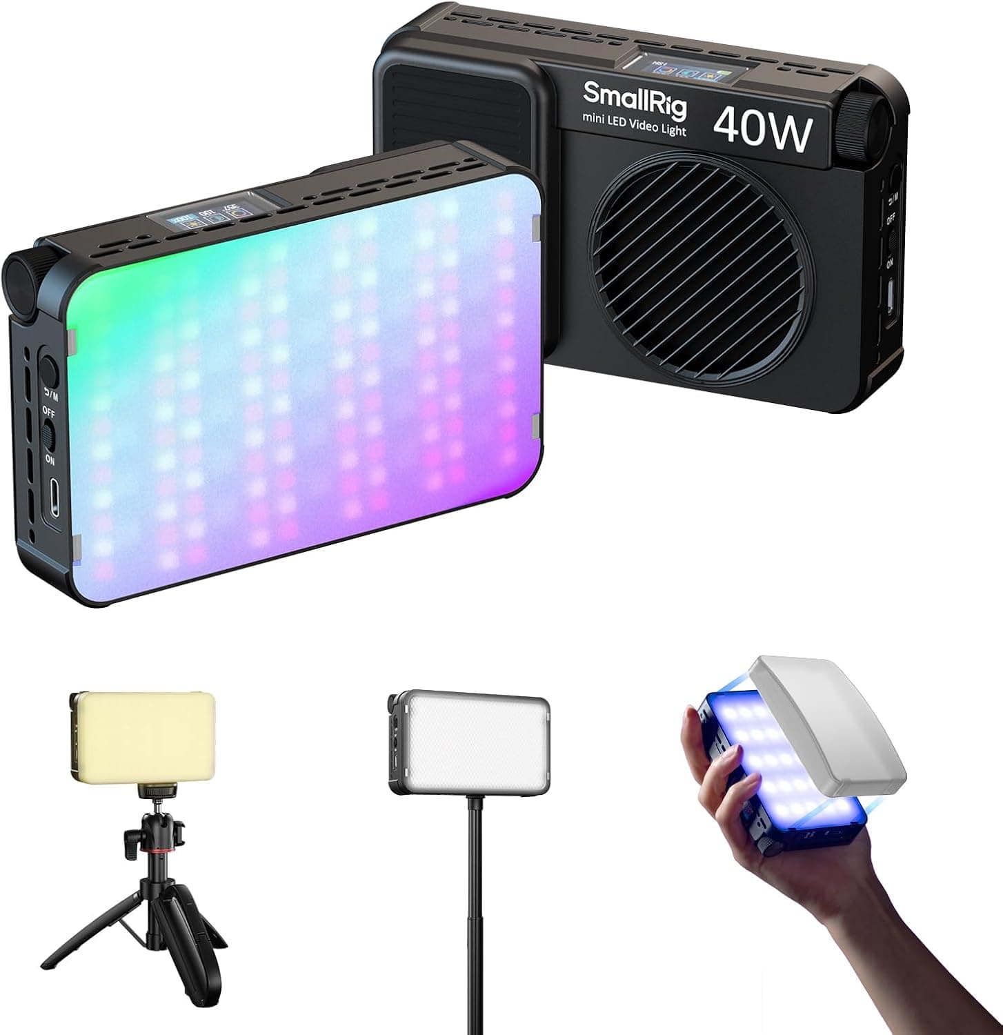 Luz LED RGB RM40C Portátil para Cámara, Video, Fotografía y Streaming